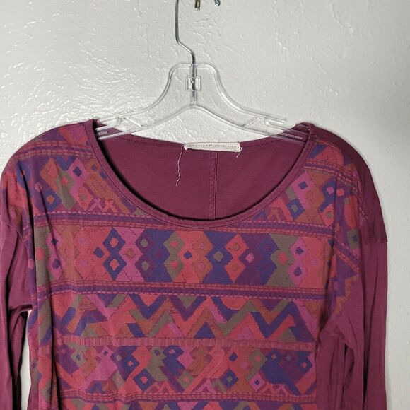 Peruvian Connection Womens XS Top Graphic Print Cotton Long Sleeve purple aztec - Picture 3 of 5